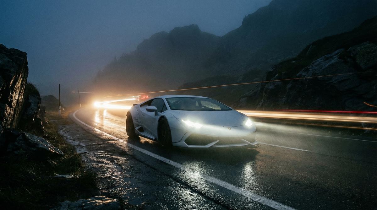 小小绘汽车改装视频-夜间山路宽体跑车实拍